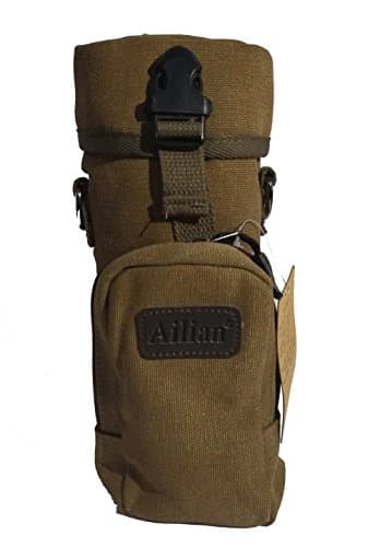 Protector Plus Military Water Bottle Pouch Holder Tactical Kettle / 2 Pockets and an Adjustable Padded Strap. (brown)
