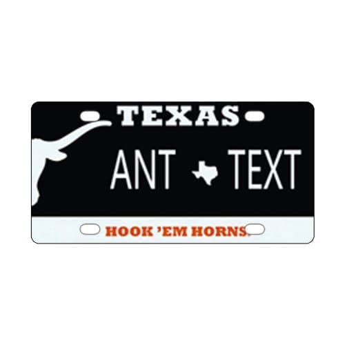 EnnE Personalized Monogrammed License Plate Cover with Any Text Custom Auto Car Tag 12 Inch X 6 Inch - Texas Hook'Em Horans