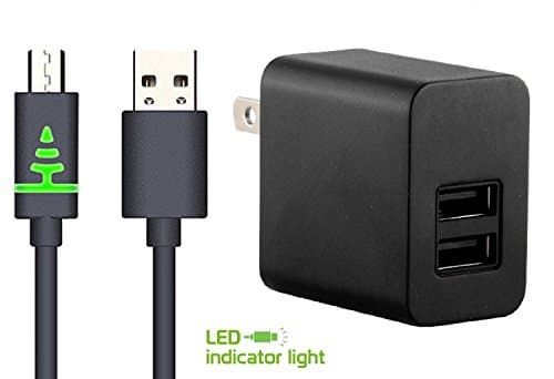 6FT Extra Long Dual Port Rapid 2.1 Amp Mophie Compatible Wall Charger and LED Lit Smart USB Cable 3 Peice Bundle Includes Travel Pouch