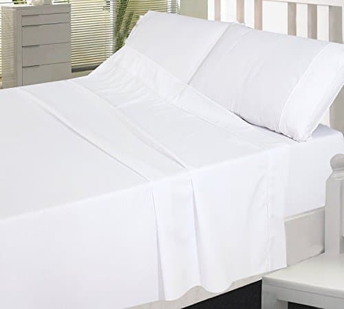 USA SHEETS Hotel Collection 4-PCs Bed Sheet Set Egyptian Cotton 600 Thread Count Sateen Solid 9" Inches Deep Pocket (King Size, White)