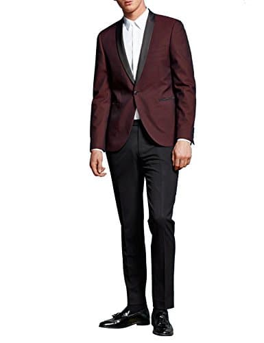 HBDesign Men 2 Piece 1 Button Shawl Lapel Slim Fit Fashion Modern Tux