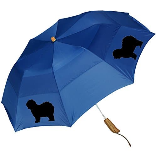 Peerless 43" Arc auto open folding umbrella with Old English Sheepdog Silhouette