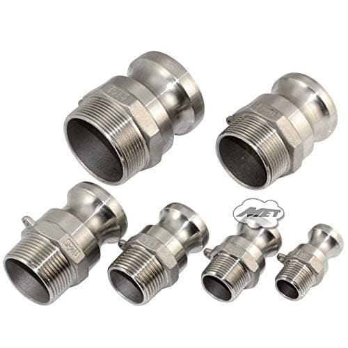 1/2"-2" Type F Trash Pump Adapter Male Camlock With Male Pipe Threads Ss 316 Max 250 Psi 1/2"