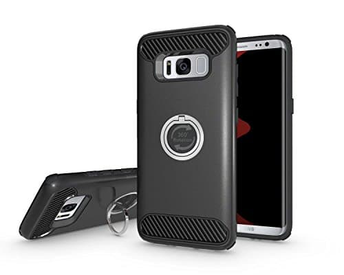 Galaxy S8 Case,Shockproof Protection Armor Cover with 360 Degree Rotating Ring Grip Holder Kickstand for Samsung Galaxy S8(Black)