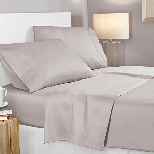 High Class Heavy Fabric Real 1500 Thread Count Egyptian Cotton Super Soft Sheet Set Olympic Queen Solid Silver Grey Fit Up to 15" Inches Deep Pocket Sheets By Royal Pine Linen