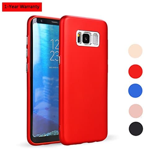 Galaxy S8 Plus Case,Silicone TPU Soft Slim Fit Matte Cover with Metallic Camera Protection for Samsung Galaxy S8+ Plus - Red