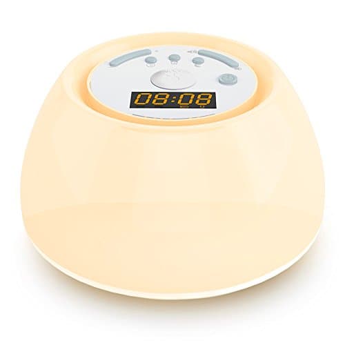 Light Therapy Lamps, MYFREE Wake Up Light with Sunrise Simulation Alarm Clock, Living Room and Bedroom 3 Lighting Modes/ 256-Colors/ USB Rechargeable