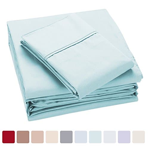 Hyaline Home 4 Piece 100% Cotton Sheet Set, 400 Thread Count Bed Sheets, Sateen Weave, King,Egg Green Bedding by