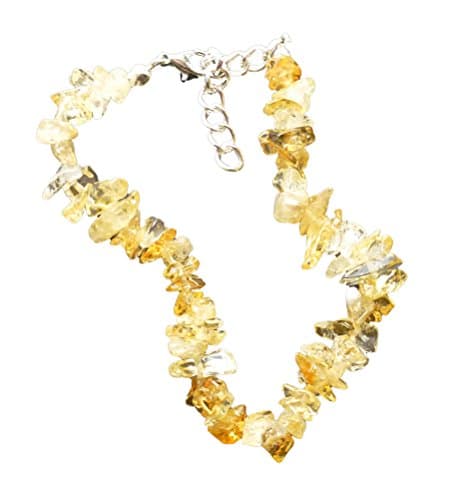 Women's Crystal Citrine Bracelet, 8+1" Extender, Chips Stone Beads 5mm-7mm, Silver Plated Clasp