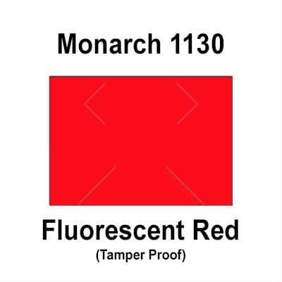 200,000 Monarch 1130 Compatible Fluorescent Red General Purpose Labels for Monarch 1130 Price Guns. Full Case + 8 Ink Rollers. with Security Cuts.
