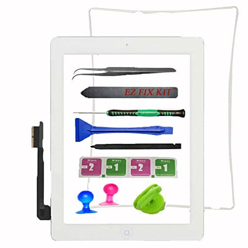 Device Doctor Screen replacement for iPad 3, Front Touch Digitizer Assembly Replacement include Home Button +Camera Holder + Preinstalled Adhesive + Frame Bezel with Premium Tool Kit (White)