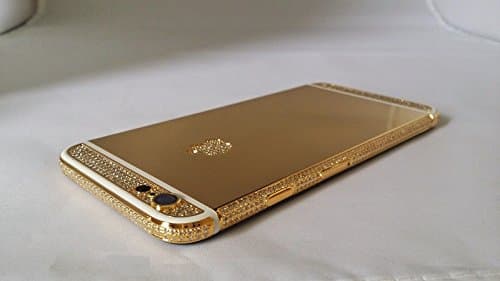 Apple iPhone 6 - 64GB 24K Gold and White Stripe Plated Diamond Crystals Customized Phone/Factory Unlocked/International