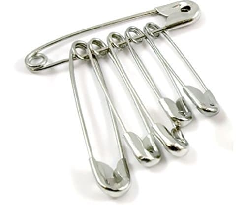 125 Assorted Safety Pins Pack Large Medium Small Silver Chrome Sewing Craft Uk