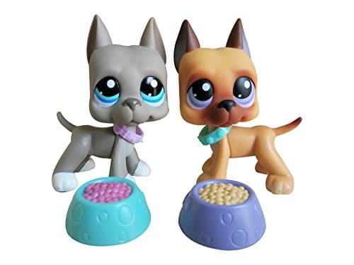 Mini Pet Shop Littlest 2PCS LPS #184 #244 Great Dane Dog Set Puppy with Accessories Rare Collection Toy Figure Girls Boys Children Kids Gift