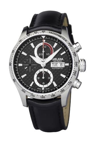 Golana Advanced Pro Men's Automatic Watch with Black Dial Chronograph Display and Black Leather Strap AD200-1