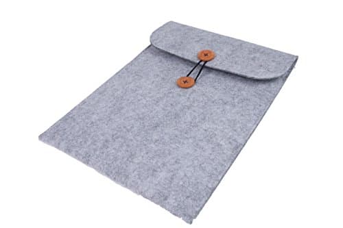 Hilivre Document Carrier Design Macbook Laptop Wool Felt Leather Sleeve 15 Inch Light Grey