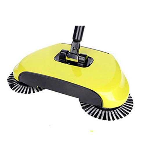 XTELARY Lazy Automatic Hand Push Sweeper Broom Household Cleaning Without Electricity Dustpan Trash Bin 4 Colors (Yellow)