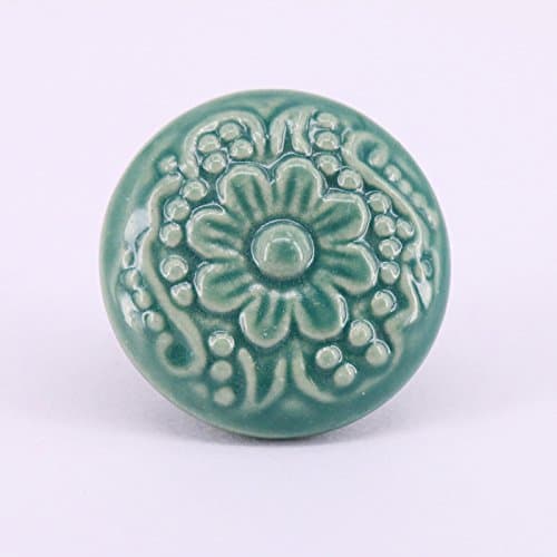 Vita Hardware Mediterranean Sea Ceramic Cabinet Knob Drawer Pull Unique Cupboard Wardrobe door Porcelain Handle Dia 44mm Pack of 6