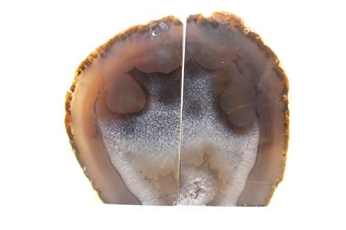 Natural Colored Geode Druzy Quartz Inclusions Brazilian BANDED Agate Geode Polished Bookend Pair W: 6-1/2'' H: 5-1/4'' D: 1-1/2'' Weight (pair): 2 Lbs 13.2 oz.