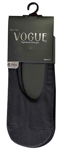 No Show Sock Liners 6 pack Ladies Footliners (Black)