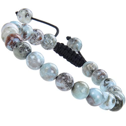 MSBeads Natural Healing Power Gemstone Crystal Beads Unisex Adjustable Macrame Bracelets 8mm