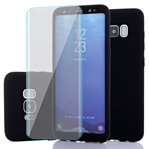 Samsung Galaxy S8 Case,Full Body Protection Ultra-thin Hard PC case with A Soft HD Screen Protector 360 All Round Anti Scratch Removable Hybrid Cover for galaxy S8 (Black)