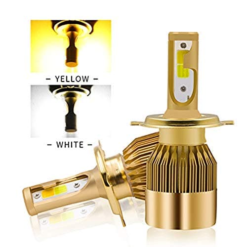 amiciAuto 2Pcs C6 Dual Color LED Car Headlight Light 30W-4000LM For H4 Holder