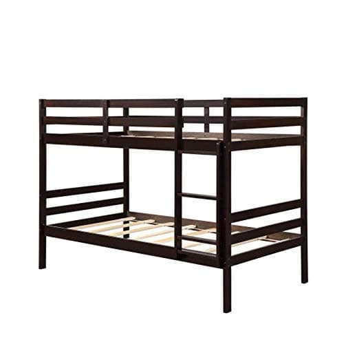 Joanna Zacharias Bed Twin Over Twin Solid Wood Bunk Bed Rubberwood Double Bed (Color : Espresso)