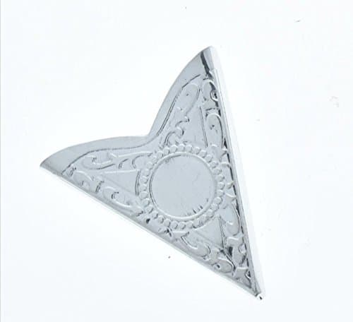 HHH Design Bright Silver Finish Western Collar Tip with Smooth Surface, 33x40mm