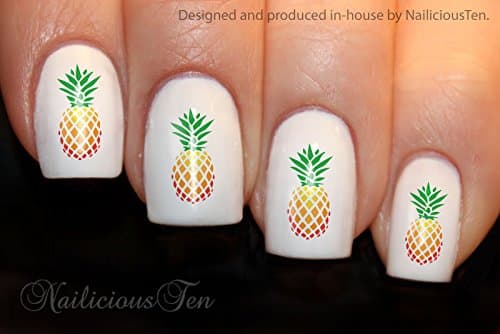 NAILICIOUS TEN Pineapple Nail Wrap Colour Decal for Natural or False Nails Water Transfer Ananas 21pcs ST8176