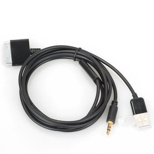 OKEBA Black USB Line Out Dock Cable 3.5mm AUX Audio Charger Cable for iPod iPhone 2G/ 3G/ 3GS/ 4G/4S