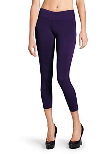 Evfalia Solid Soft Seamless Stretchy Women's Capri Leggings Pants With Wide Waistband (Purple)