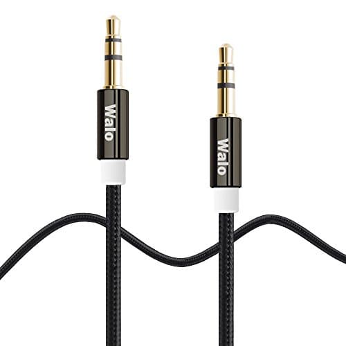 6.6 Ft Walo Nylon Aux cord / Aux Cable (3.5mm) , Auxiliary Audio Cable for Car / Home Stereo, Computer, Headphone, iphone, Android, Mp3 Players and more ( Black )