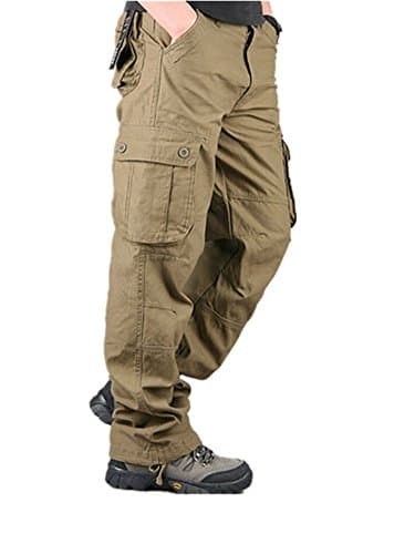 Phillip Dudley Men'S Cargo Pants Casual Mens Pant Multi Pocket Military Overall Men Outdoors Long Trousers Army Yellow 38