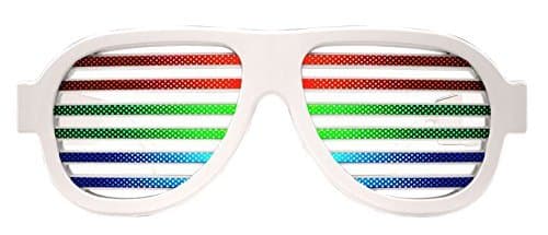 POOME LED Glow Party Glasses Sound Active Light Up Flashing Glasses LED Musical Shades Sound with USB Charger Best Musical Toy for Teens Birthday Party Supplies (White)