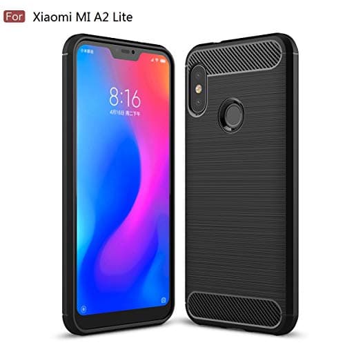 DEGOL Xiaomi Mi A2 Lite Case with in-Built Flexible Protection Frame, Lightweight Soft TPU Bumper, Elastic and Shock-Absorbing Gel, Carbon Fiber Design, for Xiaomi Mi A2 Lite – Black