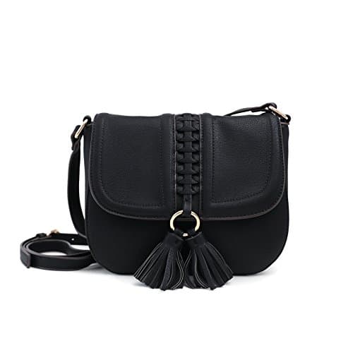 Satispac Women's Point Circle Tassel Cross Mini Handbag (Black)