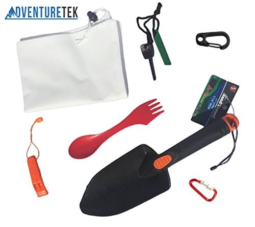 AdventureTek Outdoors Survival Camping Kit - Backpacking and Camping Accessories in Ditty Bag Set