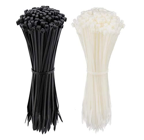 Cable Zip Ties 8 Inch, Ultra Strong Plastic Wire Ties, 200 Pieces, Nylon Tie Wraps with 0.14 Inch Width in Black & White, Indoor and Outdoor UV Resistant by SOCSPARK