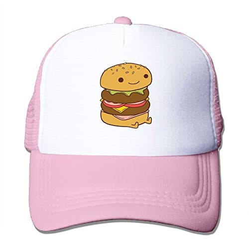 Vicop Cute Hamburger Cartoon Trucker Cap Summer Mesh Hat With Adjustable Strap Pink