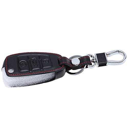 RAYCH Leather Car Remote Key Holder Case Cover Fit For Audi Q7 TT R8 A3 A6 A4 A2, 3 Buttons