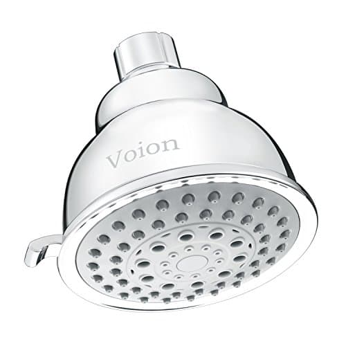 Wall Mounted Filtered Shower Head - Voion 4 Inches 5 Settings Ultimate Massage Showerhead with Adjustable Angle Anti Clog Anti Leak Design, Chrome Finish