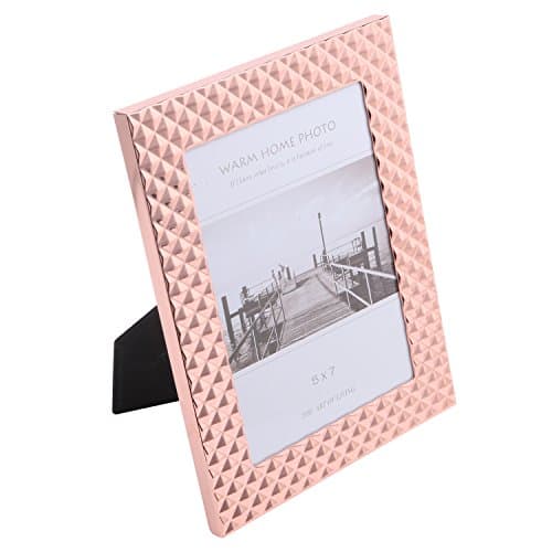 FFYYEE Modern Simplism Style- Iron SilverLeather Picture Frame K502-2 (5X7, Rose Gold)