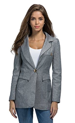 SiYuan Womens Classic Work Office Blazer Exquisite One Button Long Sleeve Jacket US 8/Asian 3XL Gray 0661