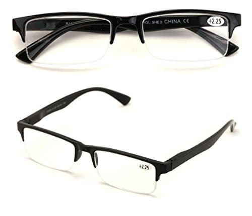 2 Pairs Rectangular Half Rim Reading Glasses - Simple Classic Reader