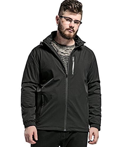 ATOUR Men's Hooded Windproof Jacket Plus Size For Big&Tall Black 6XL