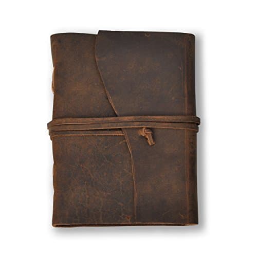 Handmade Leather Journal – 7" x 5" Unlined Diary, Travel Notebook and Sketchbook with 240 Pages - by Noteworthy