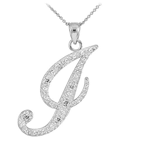 Initial Pendants925 Sterling Silver CZ Script Initial Letter Charm Pendant