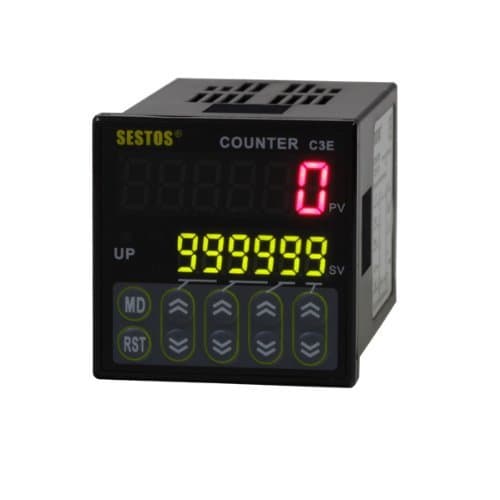 Sestos Industial 6 Digital Preset Scale Counter Tact Switch Delay Relay Controller, AC 100-240V CE C3E-R-220