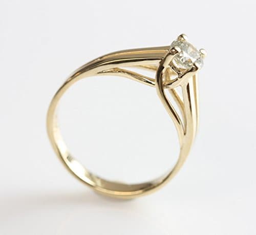 Diamond Engagement Ring, Solitaire 14K Yellow Gold Ring, 0.40 Carats SI1-I1 J-L, Women Jewelry, Gift Jewelry, Size Selectable